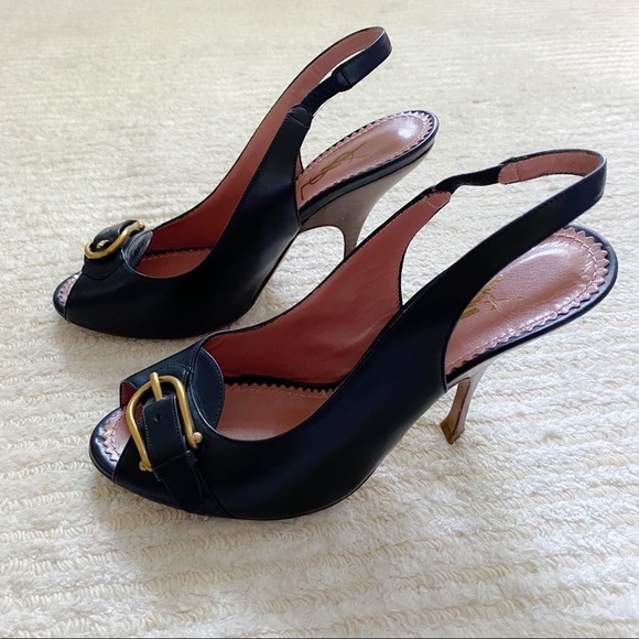 YSL black leather slingbacks - Picture 5 of 16